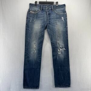 Diesel Jeans Mens 34 FIts 34x33 Regular Straight Whisker Faded Safado y2k Dark